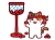 運動会で玉入れをする三毛猫　赤組