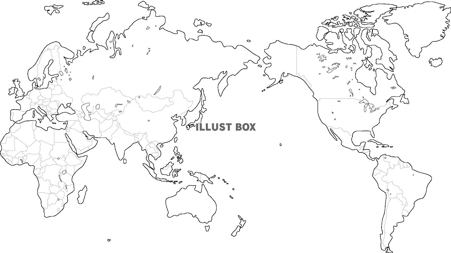 無料イラスト 世界地図ぬり絵 白地図 国境