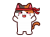鉢巻をしている三毛猫　赤組