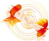 透過PNG金魚水面秋祭り夏祭り和風縁日夕方暖色赤オレンジ動物魚生き物無料イラスト