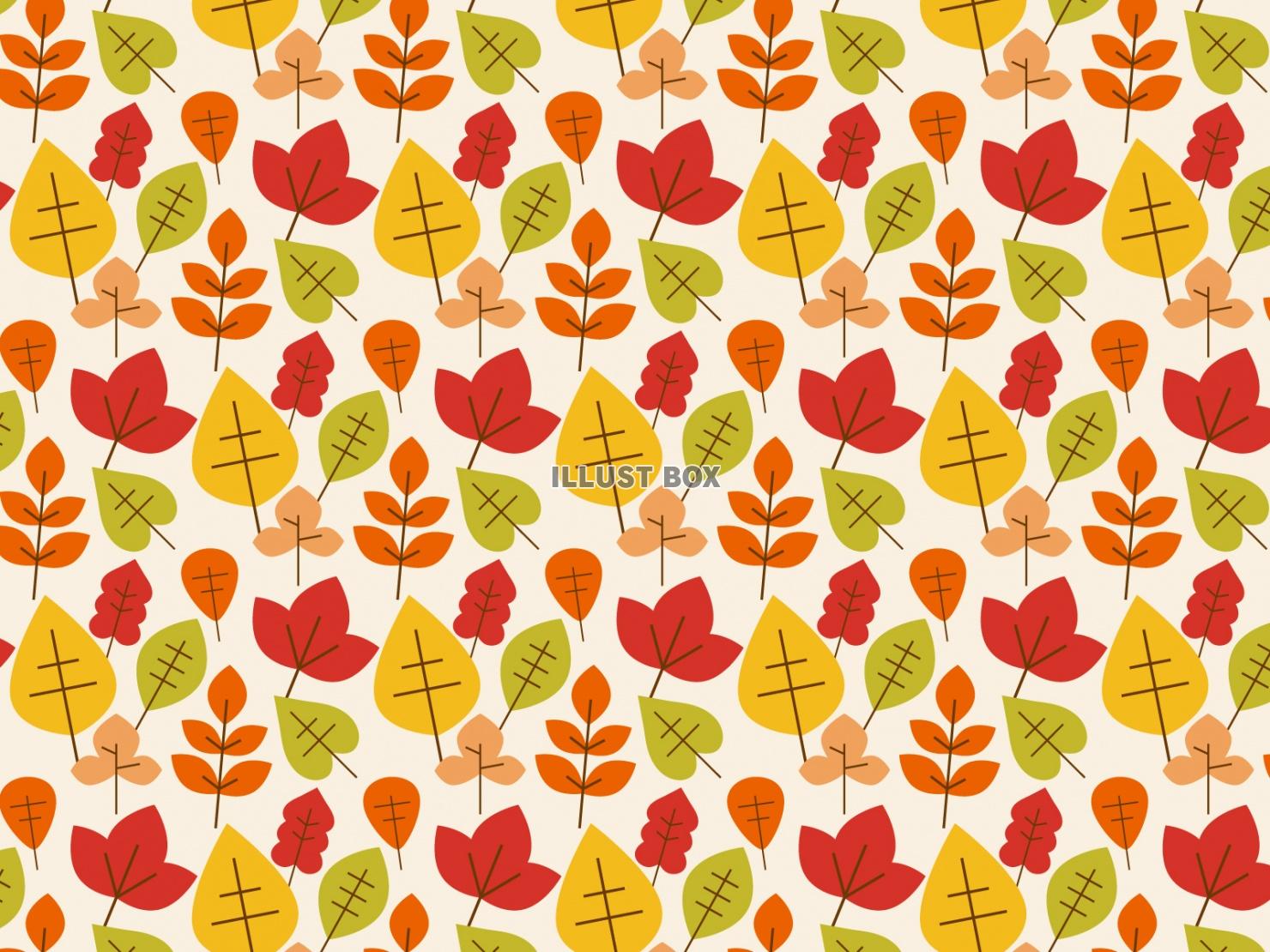 無料イラスト 秋の背景パターン素材 落ち葉１