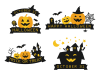 ハロウィン　かわいいロゴ風素材セット４
