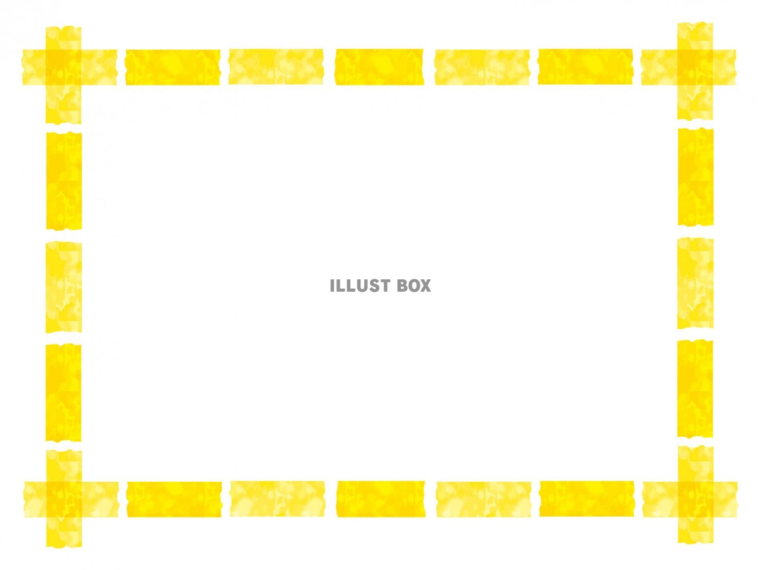 無料イラスト イエローマスキングテープ飾り枠黄色見出しタイトル水彩シンプル