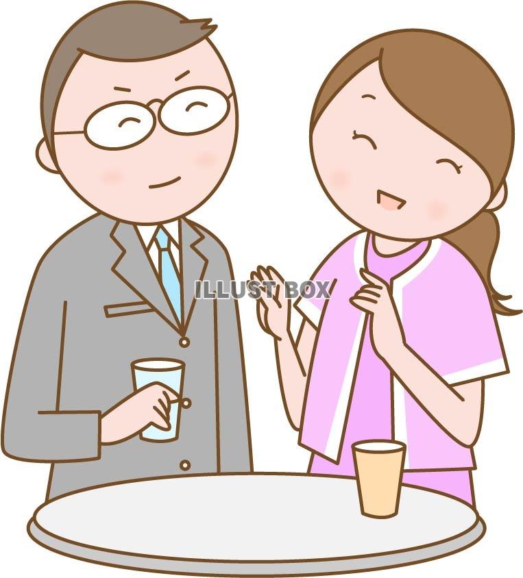 無料イラスト 婚活 会話をする男女