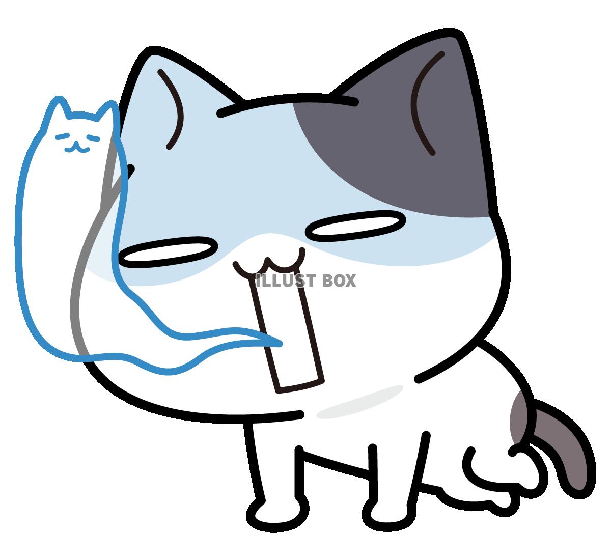 無料イラスト 魂抜けてます ぶち猫 にゃんこ