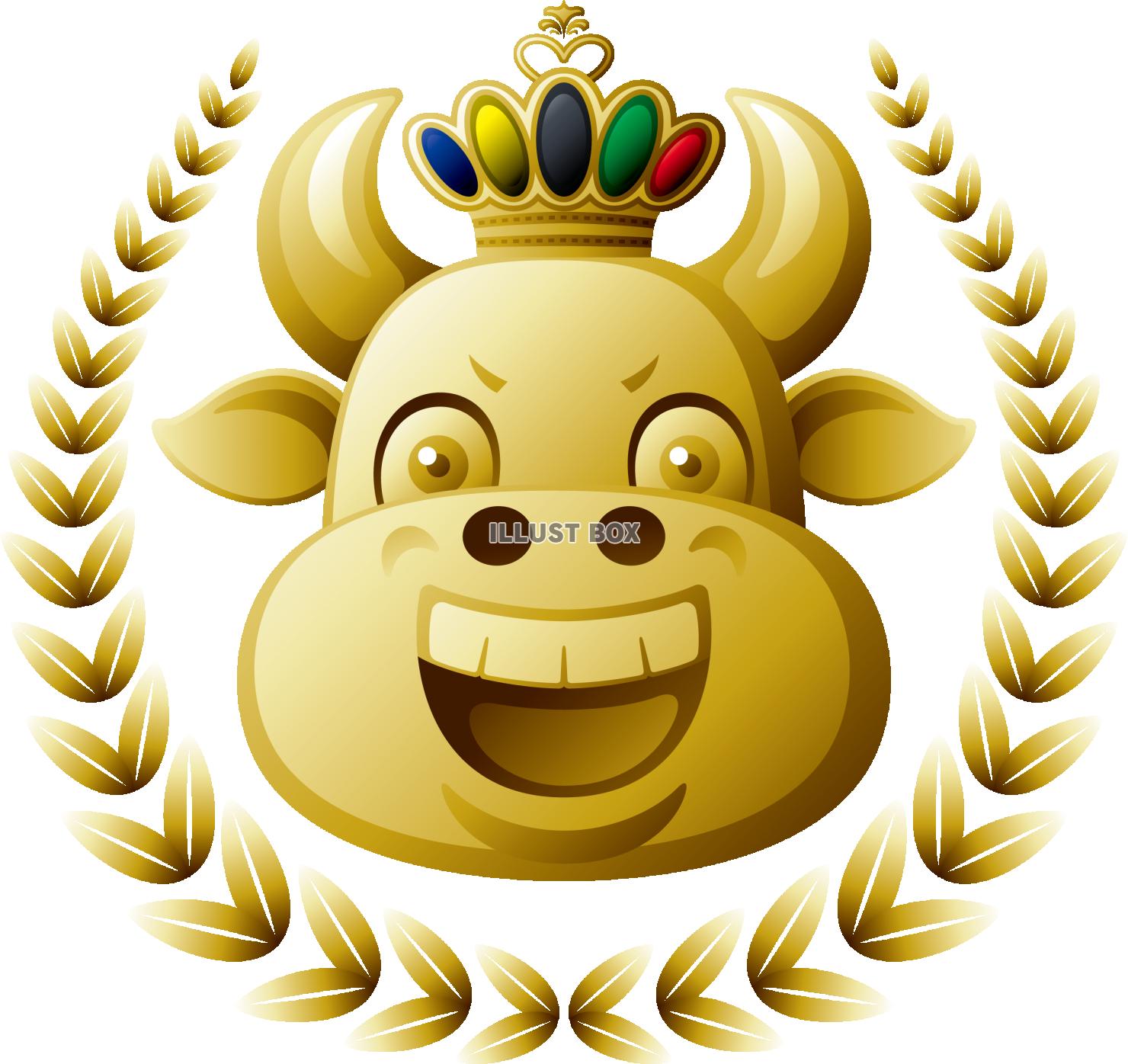 ゴールド牛キャラクター2021年　年賀状