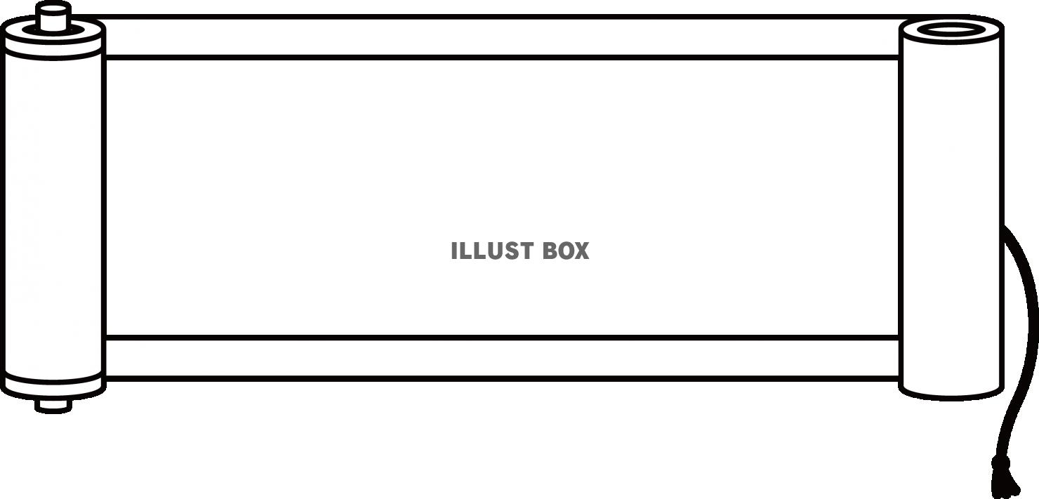 無料イラスト シンプルな巻物フレーム モノクロ