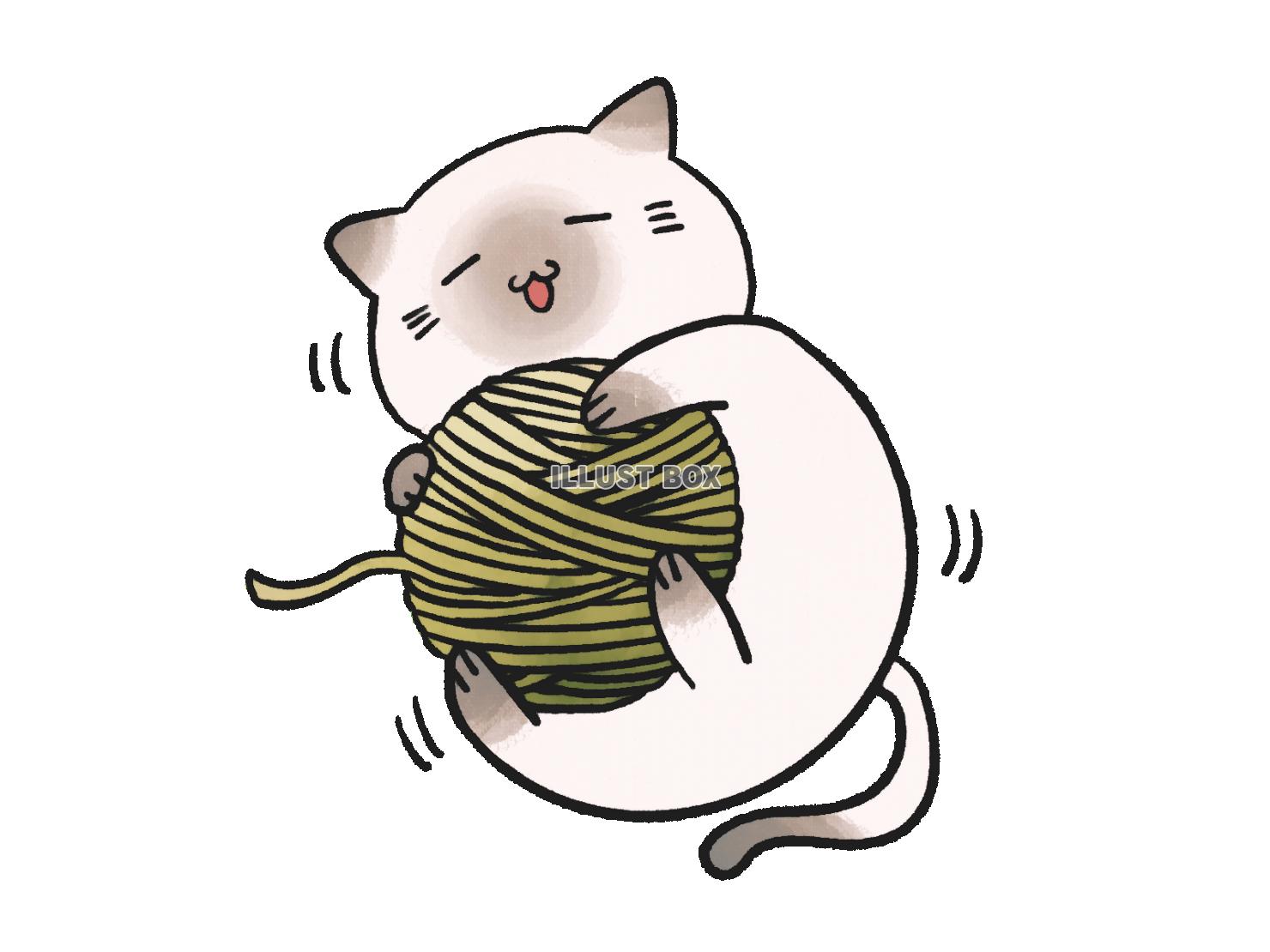 無料イラスト 毛糸で遊ぶ猫