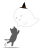 おばけと戯れる黒猫