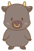 黒牛さん(丑、うし、正月、干支、年賀状、ビーフ)
