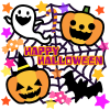 クモの巣とハロウィンカボチャのイラスト　透過png