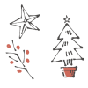 クリスマス手書き2色イラスト