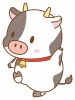 スキップする牛さん(丑、うし、正月、干支、年賀状、ビーフ)