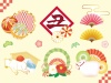 丑年正月イメージセット(牛、うし、正月飾り、絵馬、富士山、毬、おしゃれ、松竹梅、
