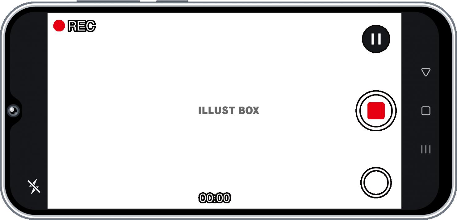 無料イラスト スマートフォンの動画撮影フレーム 録画中