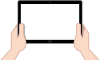 手で持ったタブレットのフレーム