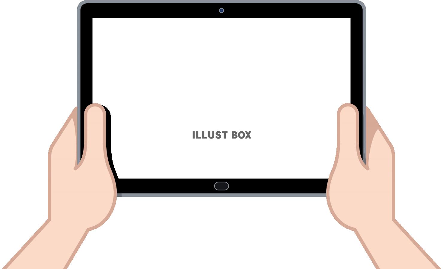 無料イラスト 手で持ったタブレットのフレーム