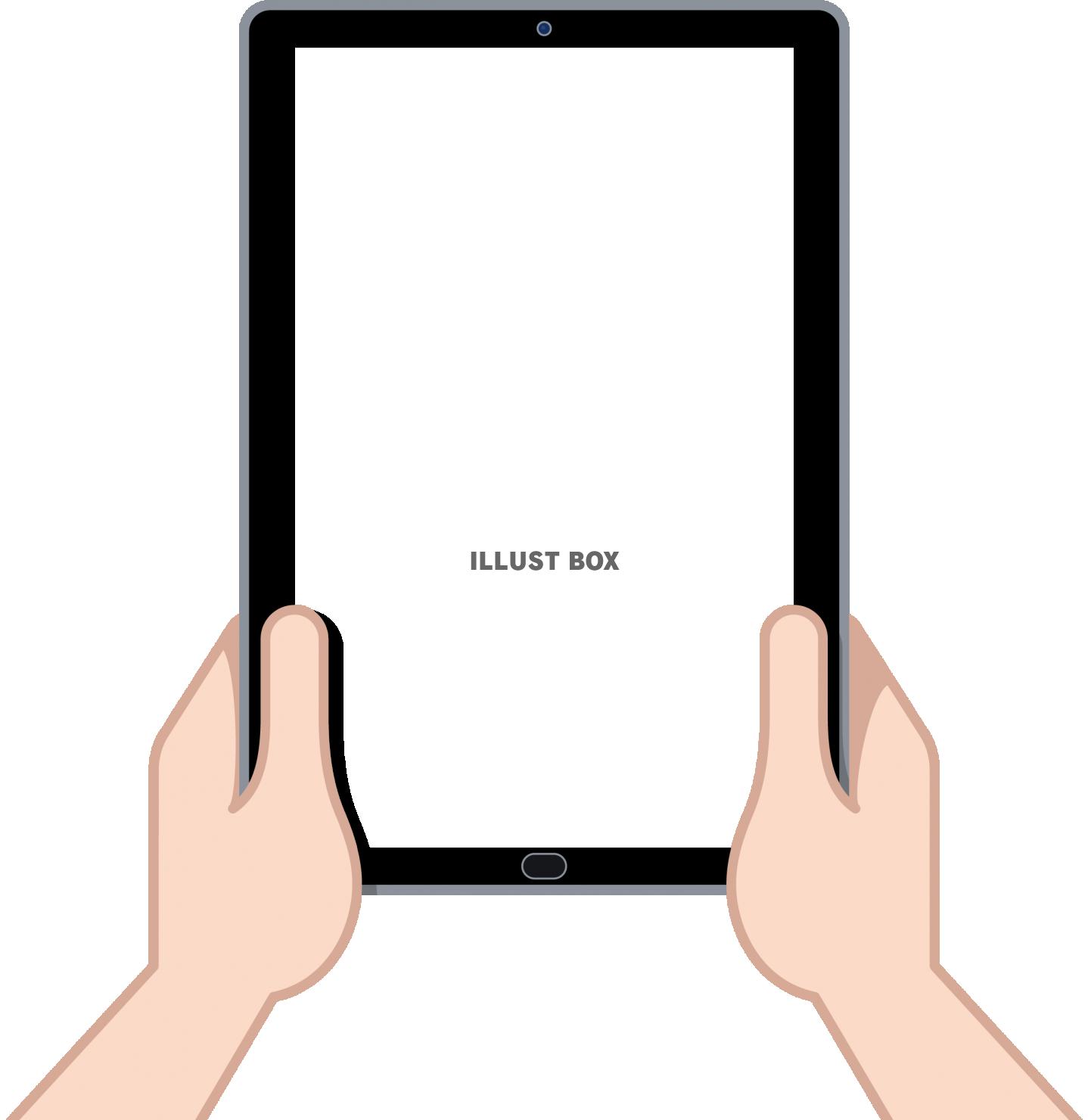 無料イラスト 手で持ったタブレットのフレーム