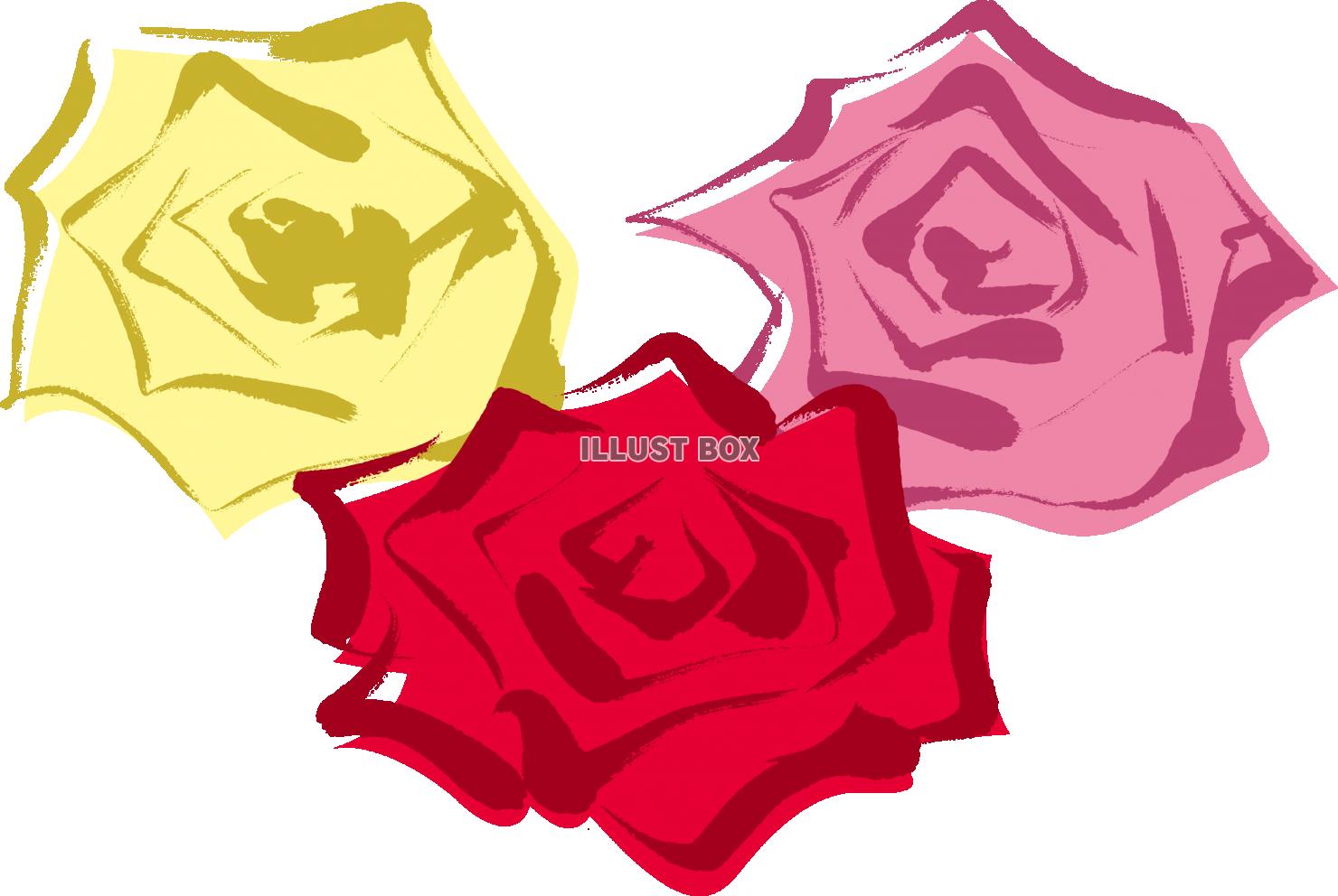 無料イラスト シンプルな筆タッチのバラの花