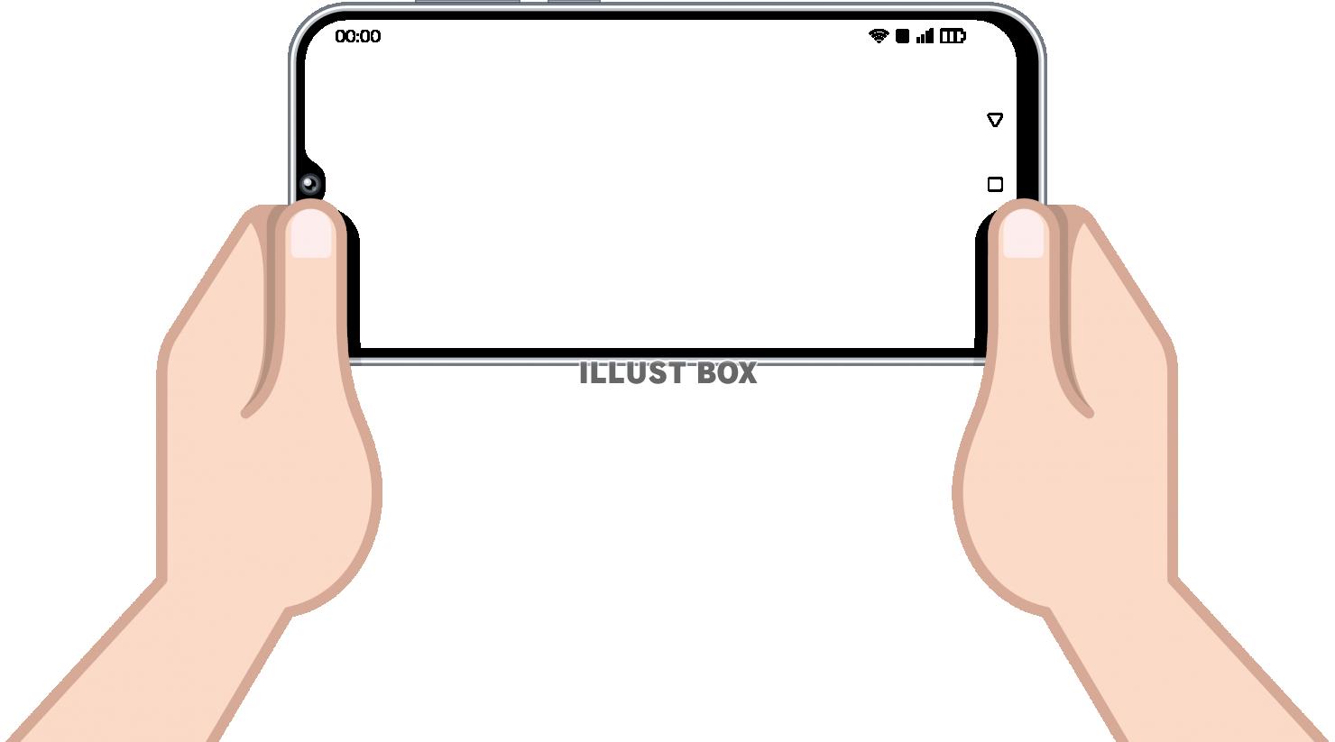 無料イラスト スマートフォンを持つ手 画面 フレーム