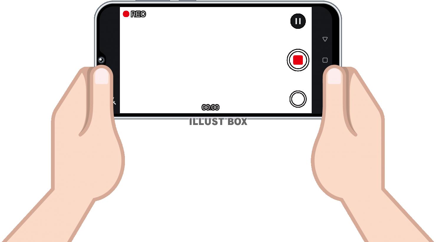 無料イラスト スマホを持つ手 動画撮影フレーム 録画中