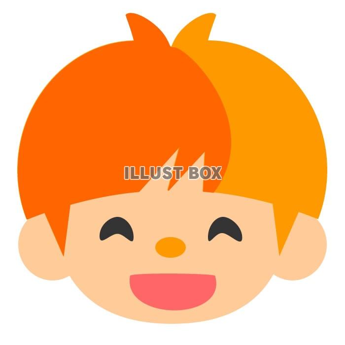 無料イラスト 笑顔オレンジ男の子