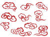 中国絵柄の雲の模様セット赤1【png / eps】