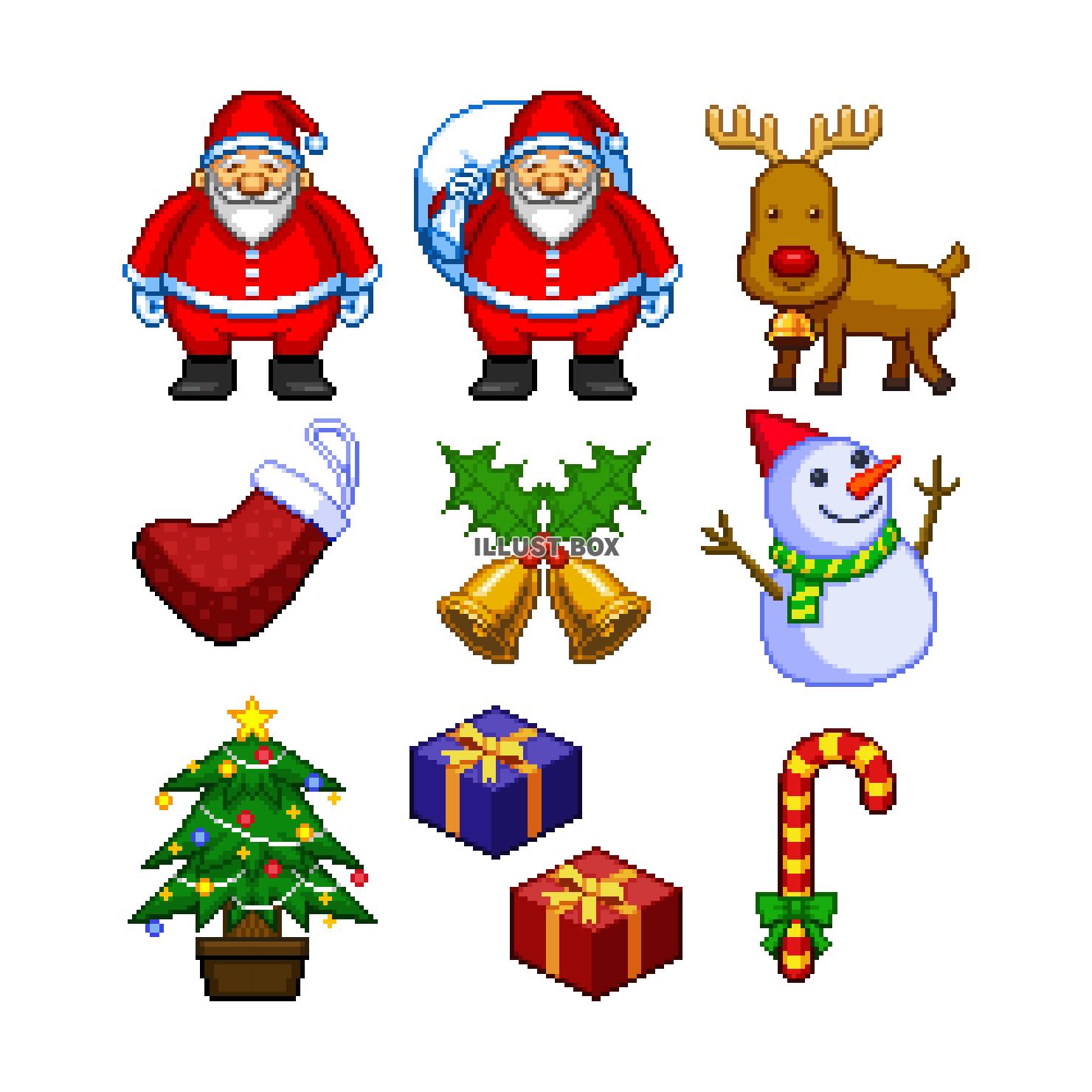 無料イラスト クリスマスのドット絵