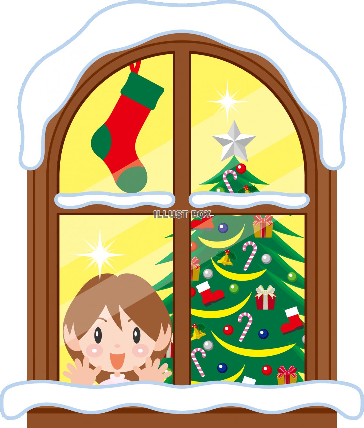 クリスマスに窓辺でサンタを待つ少女