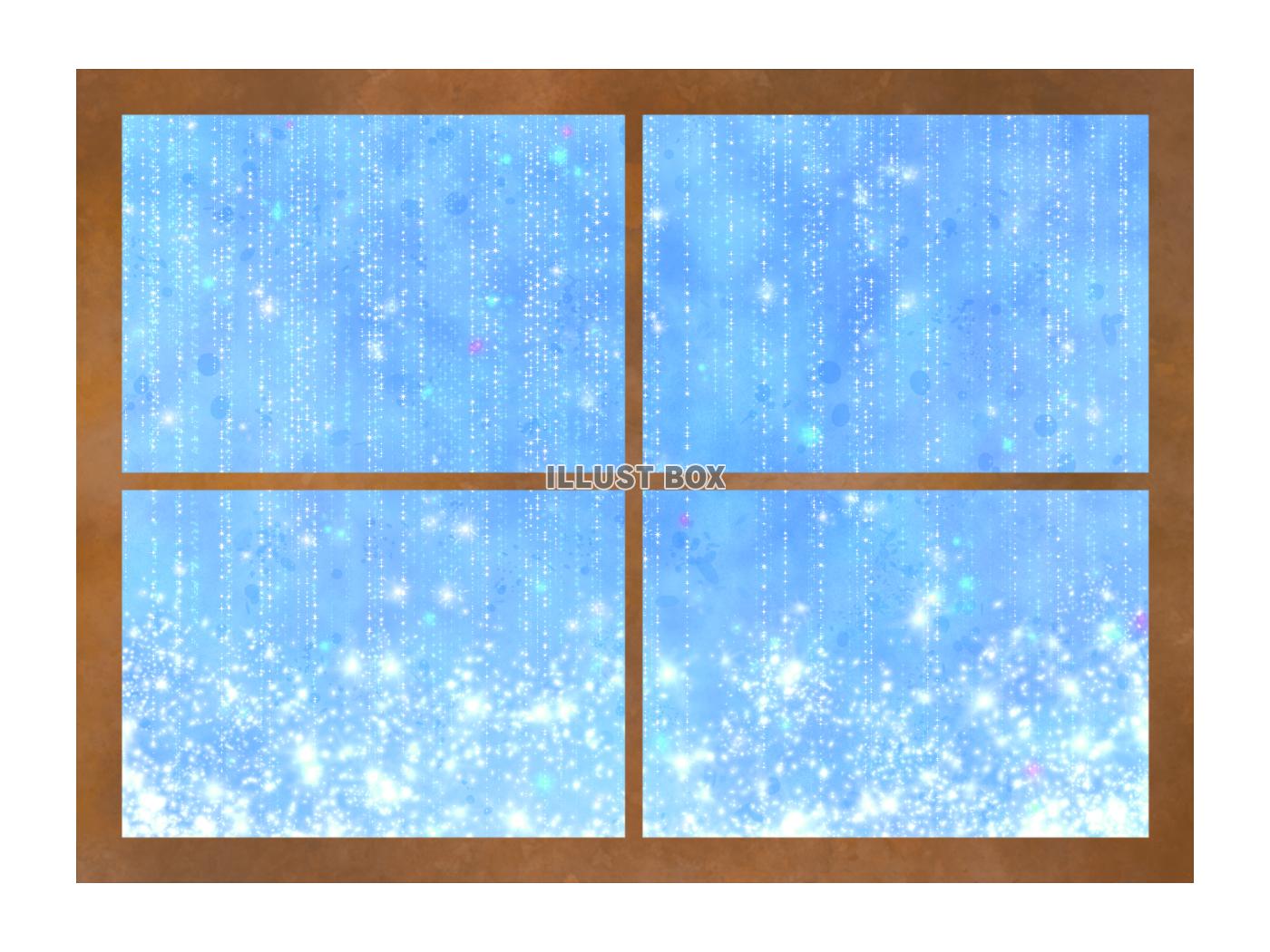 無料イラスト 幻想的で可愛い絵本の様なキラキラの雨が降る窓