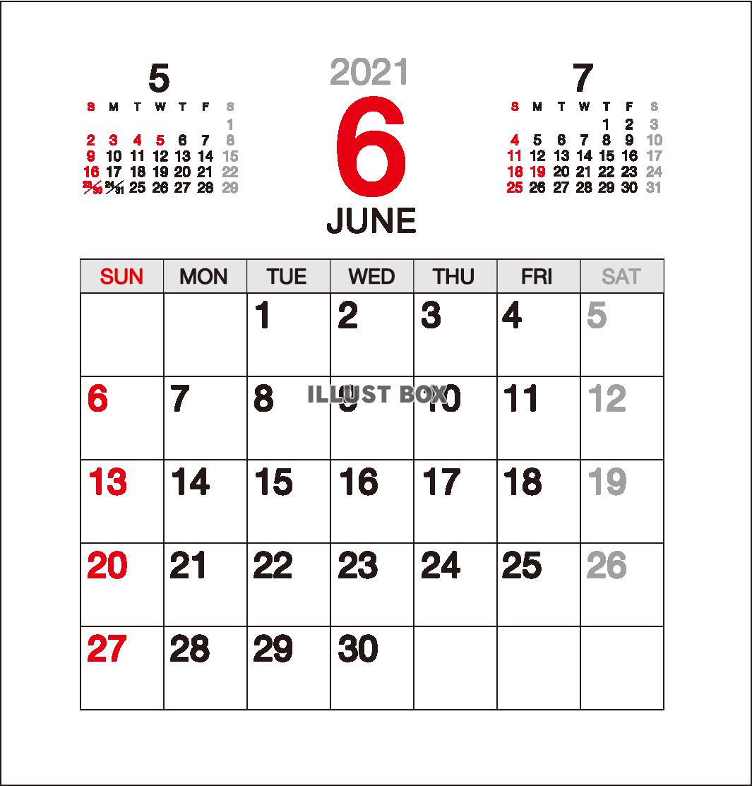 2021年（令和3年）6月卓上カレンダー【定番】