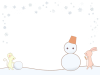 雪とウサギとネズミのフレームイラスト　線あり