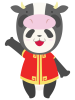 牛のかぶり物をしたパンダ1・白黒【png / eps】