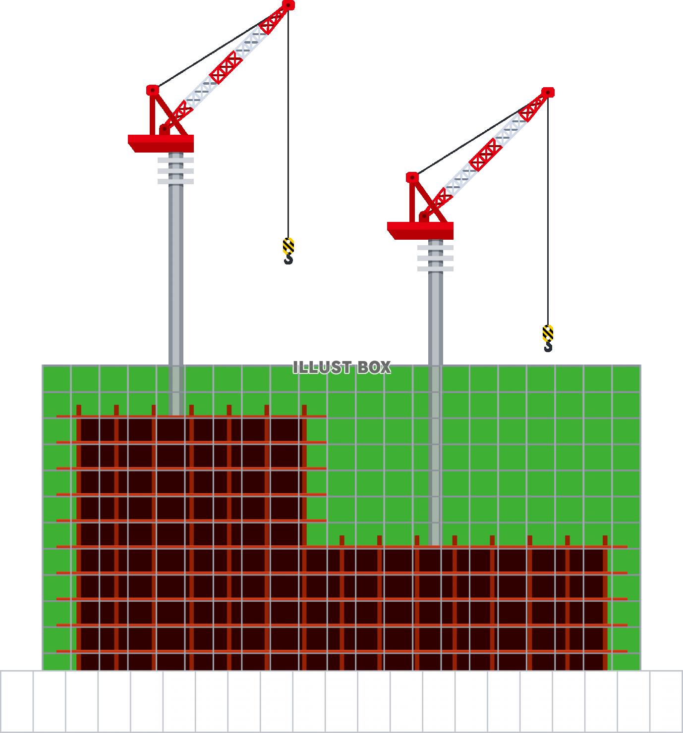 無料イラスト 建設中のビル 工事現場