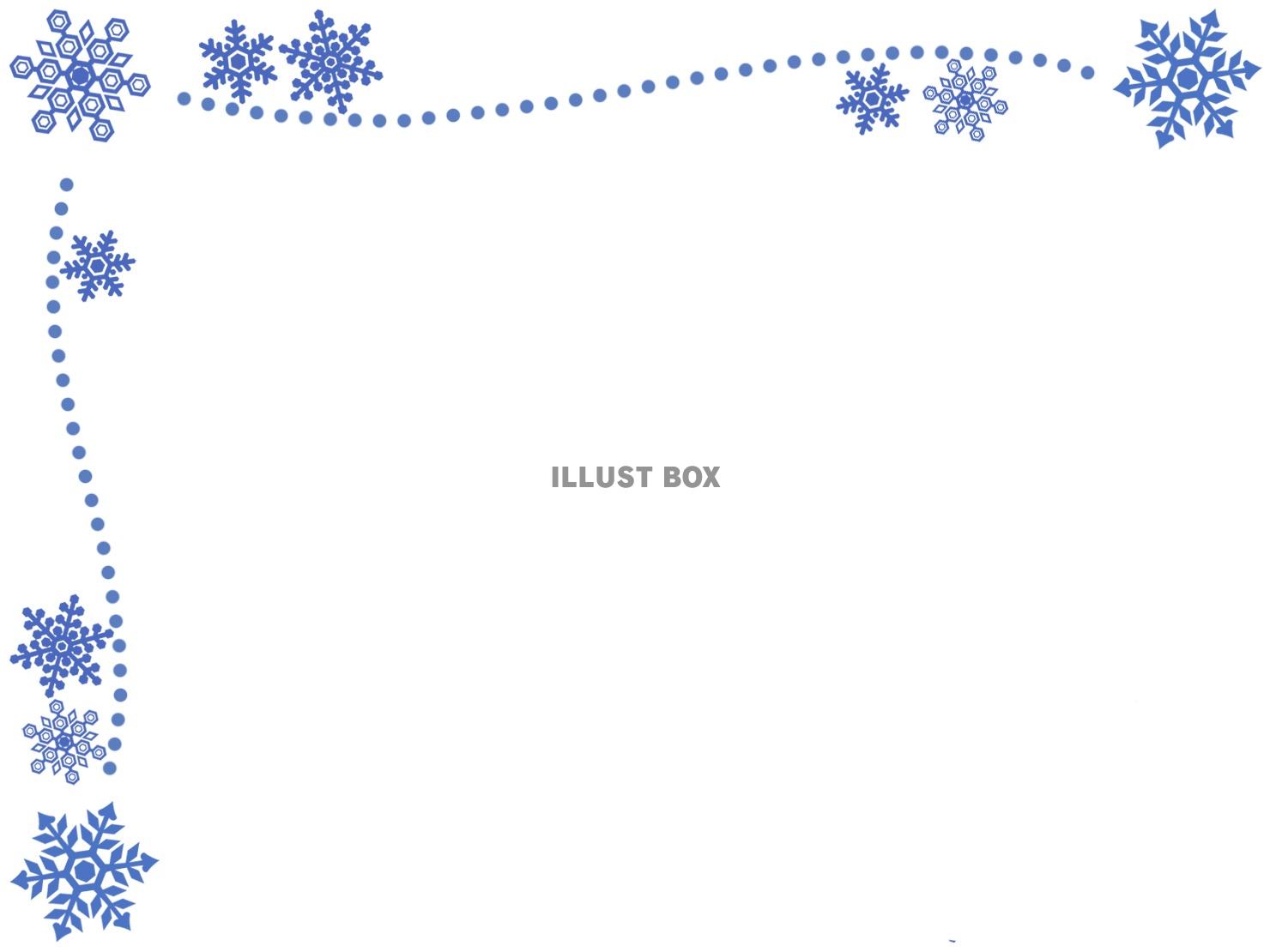 無料イラスト 雪の結晶フレーム冬模様飾り枠素材イラスト