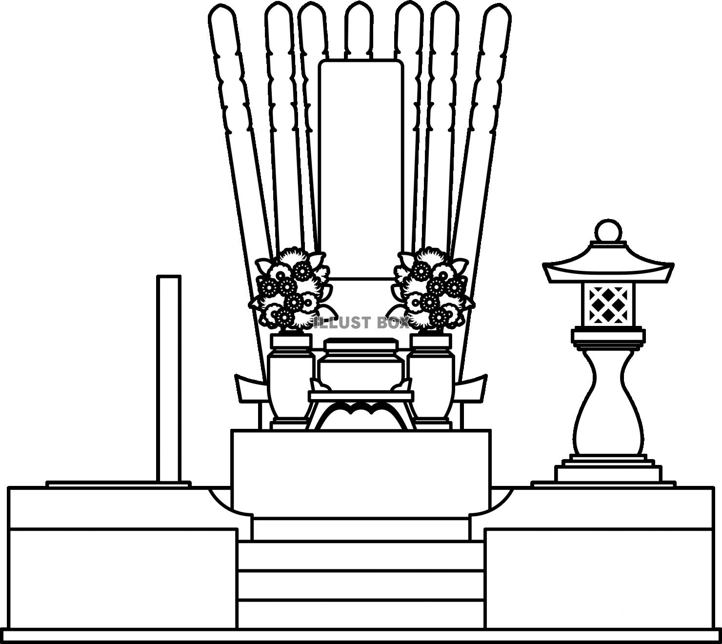 シンプルなお墓の線画　塗り絵
