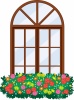 ヨーロッパ風の花を飾った窓