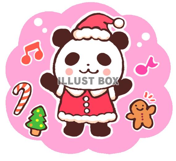 無料イラスト 楽しいクリスマスのパンダ３