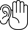 シンプルな耳と手　聞き耳を立てる　線画