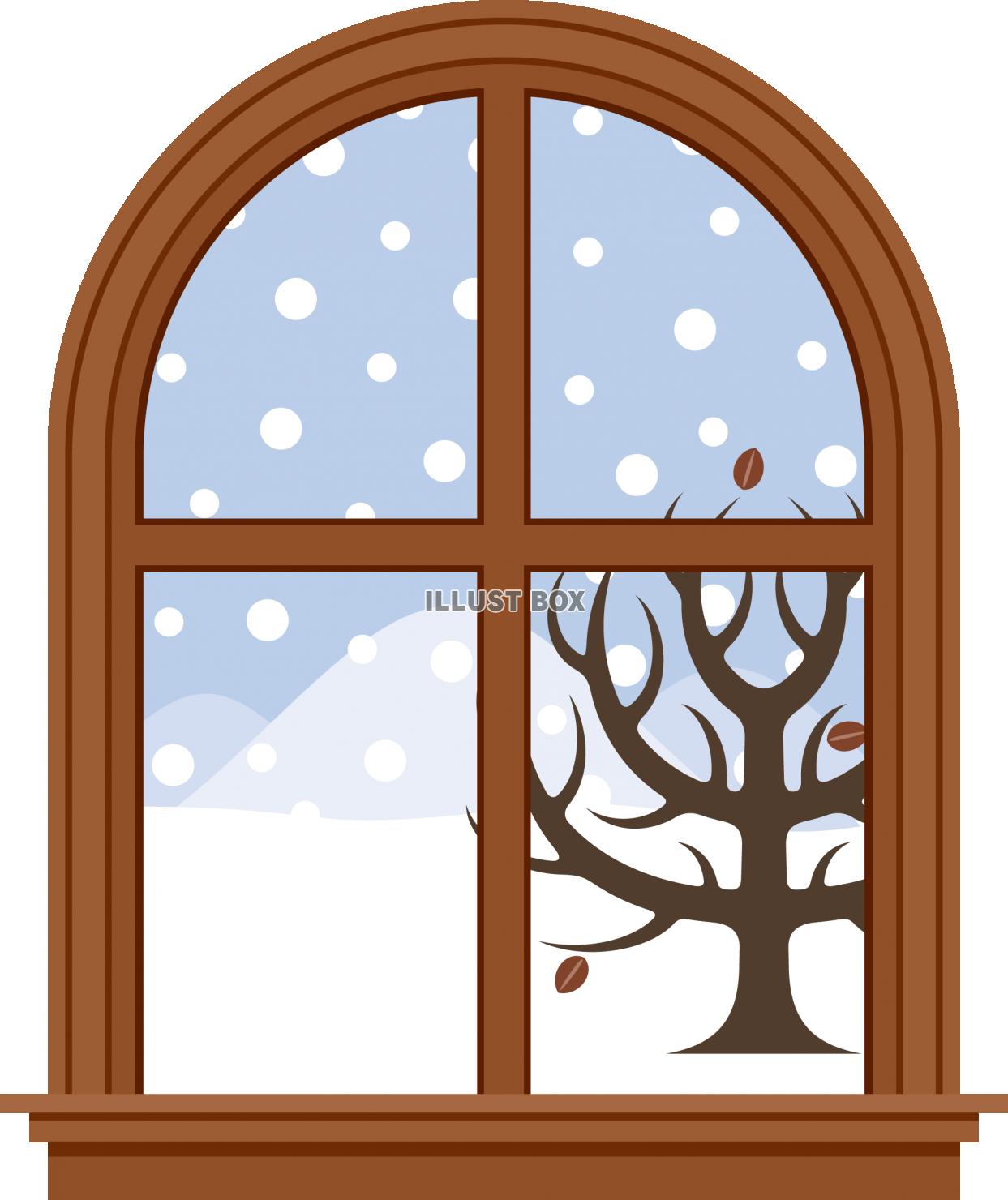 無料イラスト 窓越しの季節の風景 冬