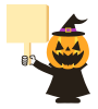 看板を持ったハロウィンカボチャ　透過png