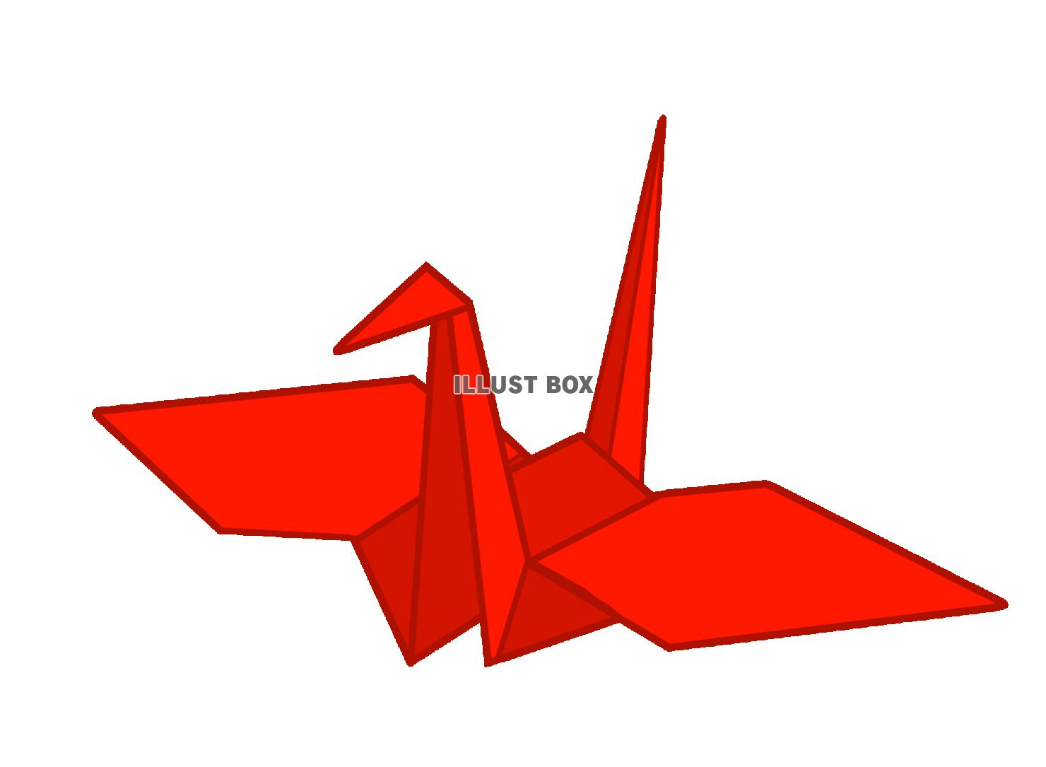 無料イラスト 鶴の折り紙 赤