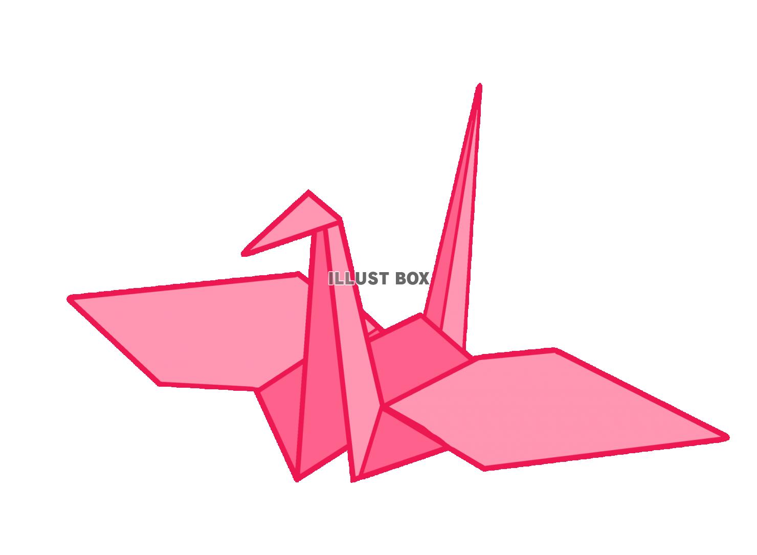 無料イラスト 鶴の折り紙 ピンク