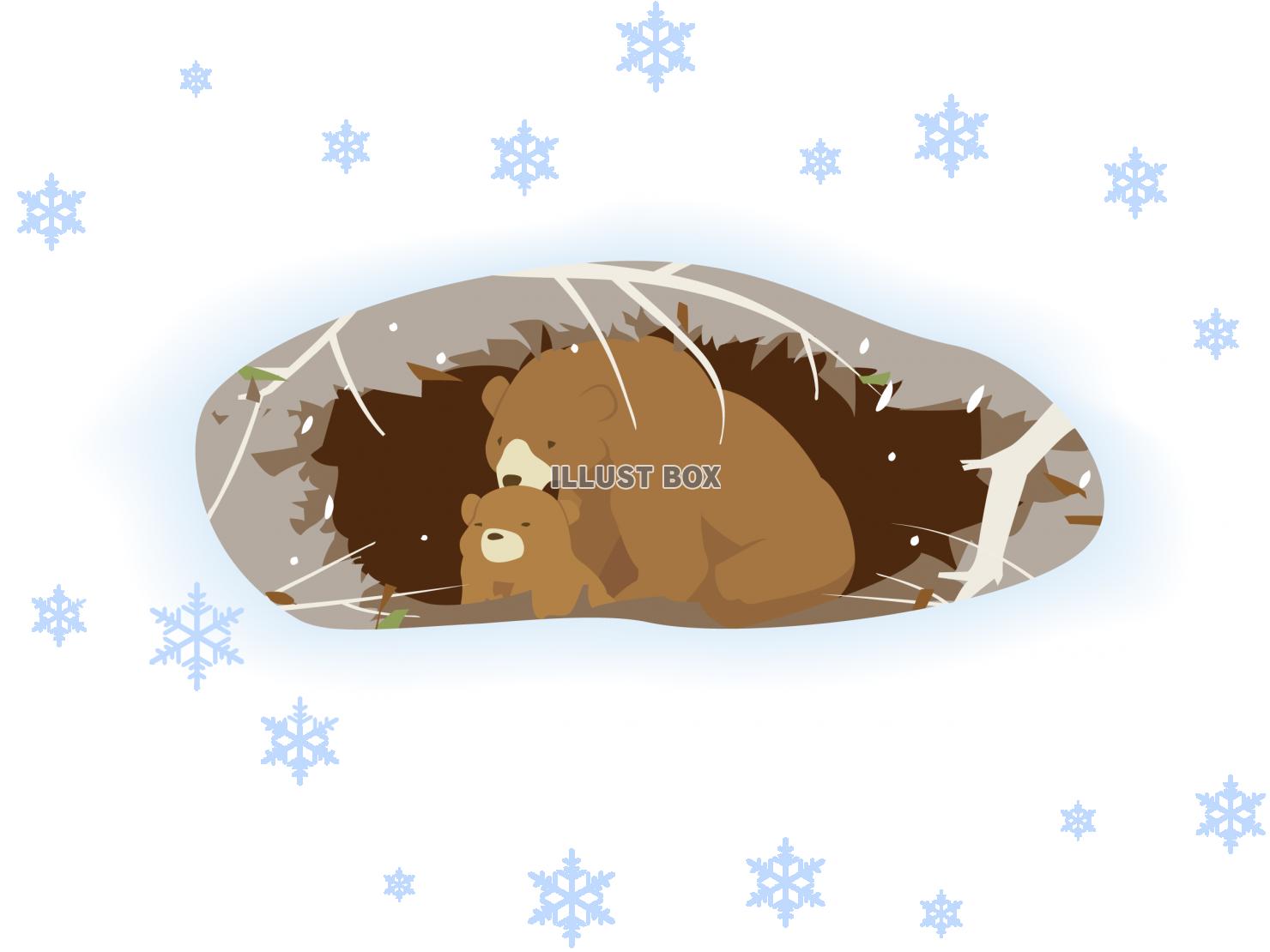 無料イラスト 冬の動物 クマの親子