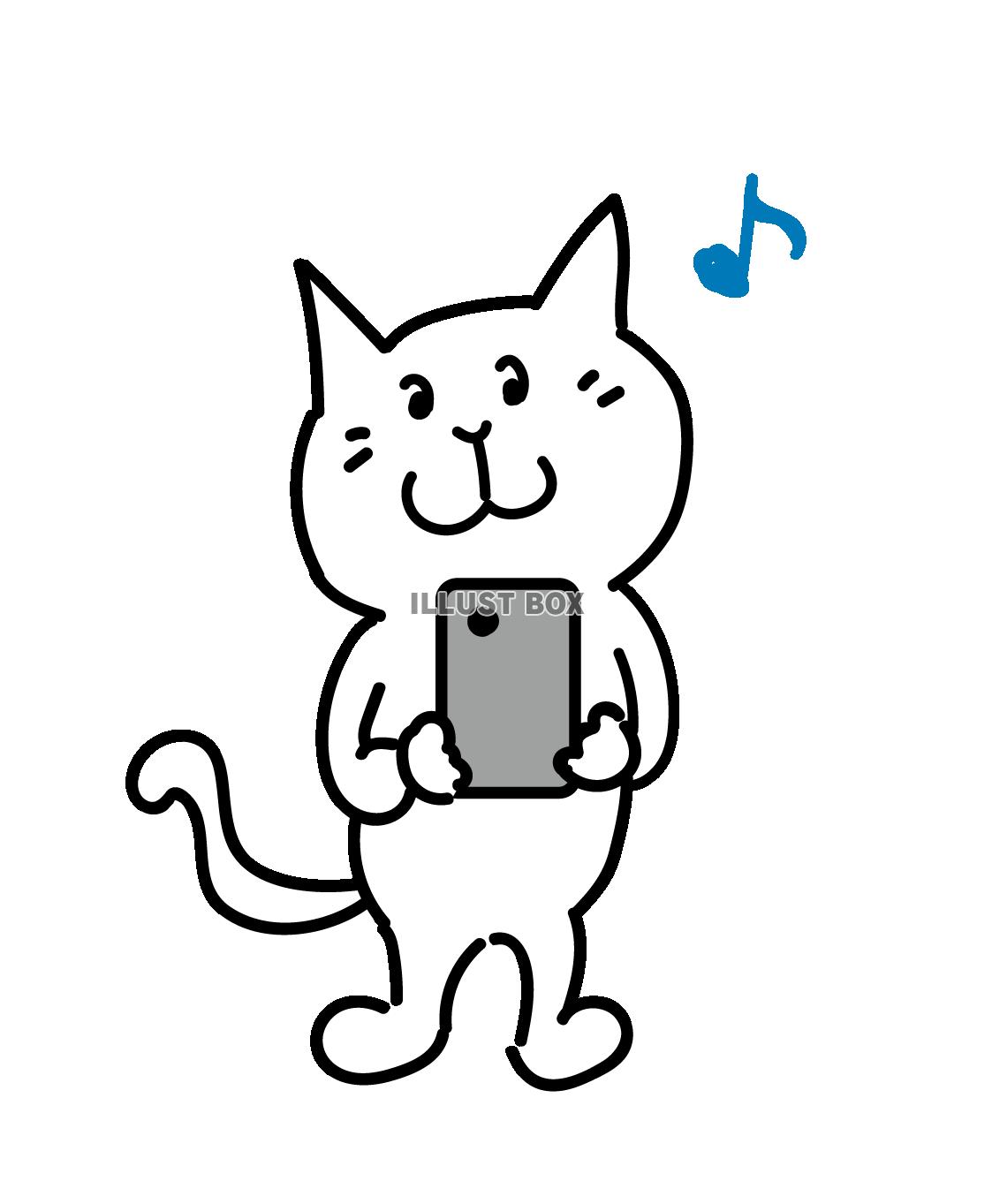 スマホを使うしろねこ