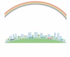 虹と緑のある都市の背景横フレーム