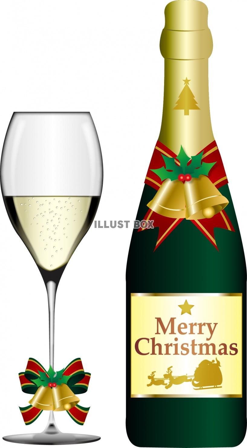 クリスマスのシャンパンとボトル