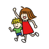 走る男の子と女の子