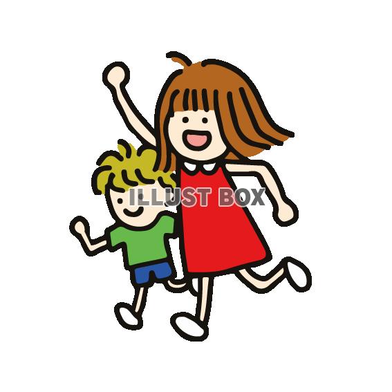 走る男の子と女の子