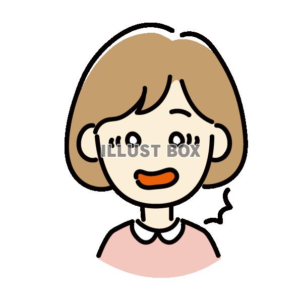 びっくりしている女の子のシンプルかわいいイラスト